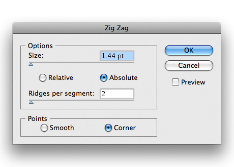 Zig Zag Effect Settings